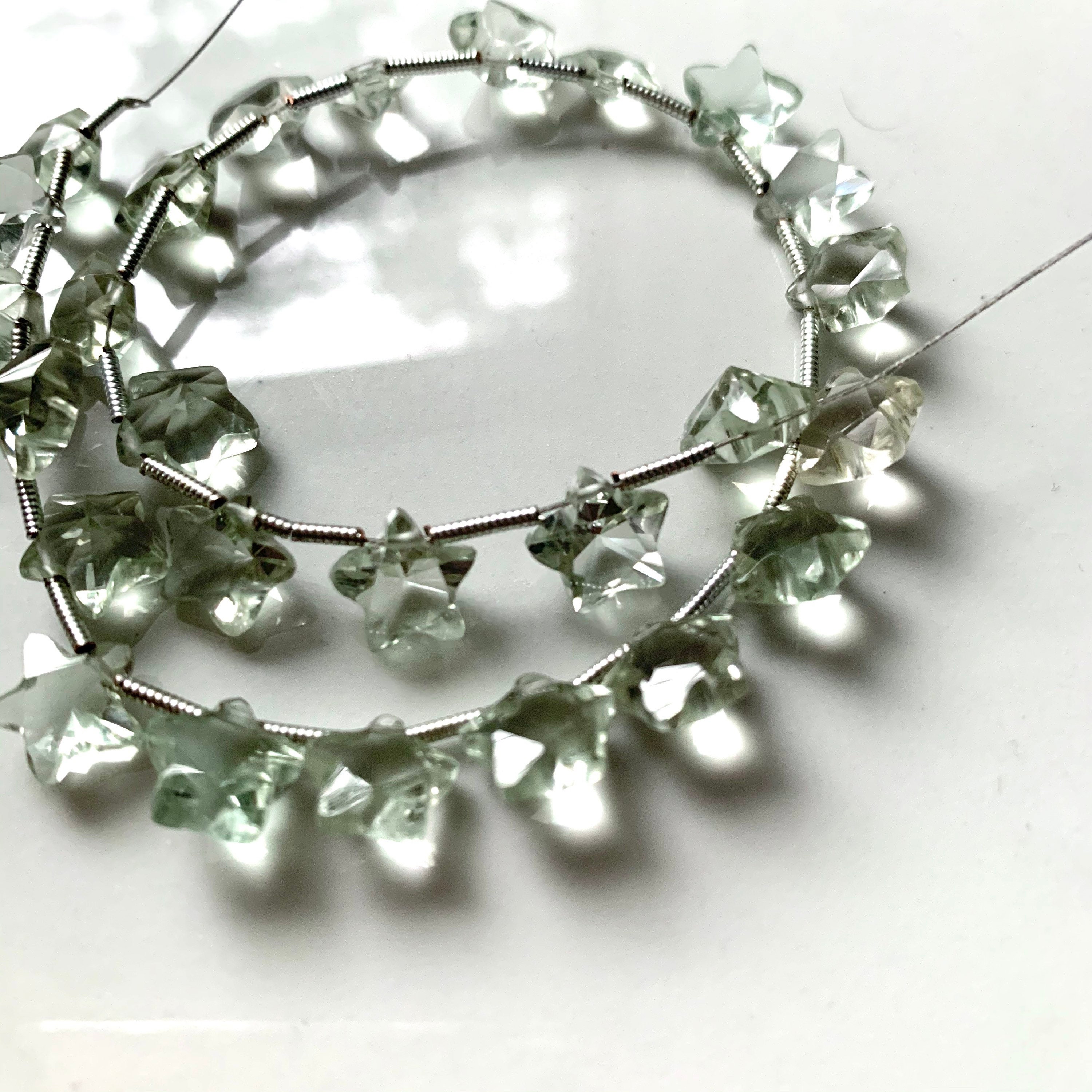 Gorgeous Green Amethyst Faceted Stars