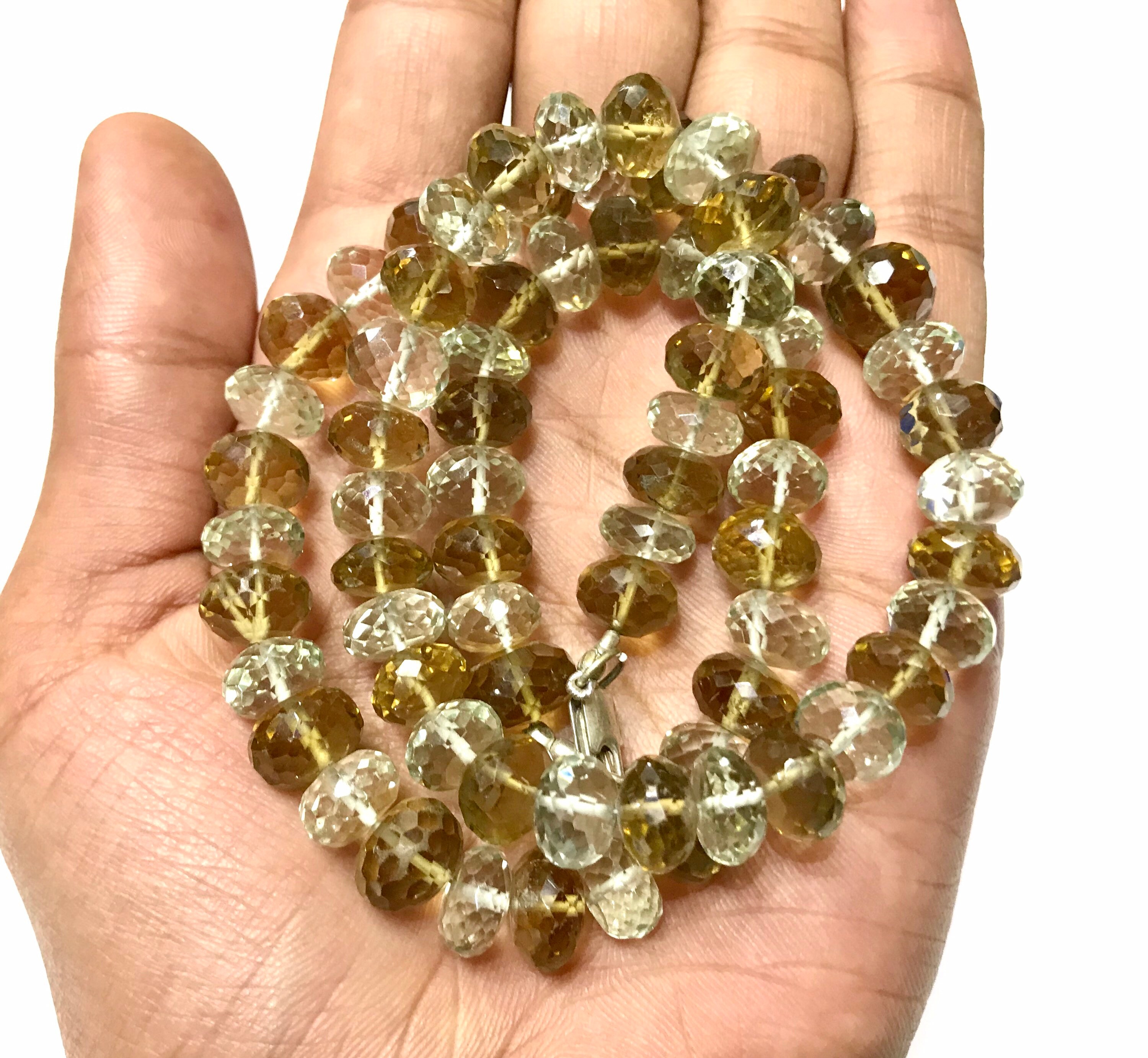 Lustrous Green Amethyst + Bear Quartz Duo Gemstone Beads Beautiful 18” Neckalce //natural 9*10mm 18” Rondelle Shape Amazingly Faceted Multi Lustrous Green Amethyst + Bear Quartz Duo Gemstone Beads Beautiful 18” Neckalce //natural 9*10mm 18” Rondelle Shape Amazingly Faceted Multi