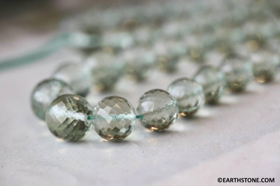 Green Amethyst 9-12mm Faceted Round Beads 18" Strand Size Graduated Enhanced Quartz Gemstone Beads For Jewelry Making Green Amethyst 9-12mm Faceted Round Beads 18" Strand Size Graduated Enhanced Quartz Gemstone Beads For Jewelry Making