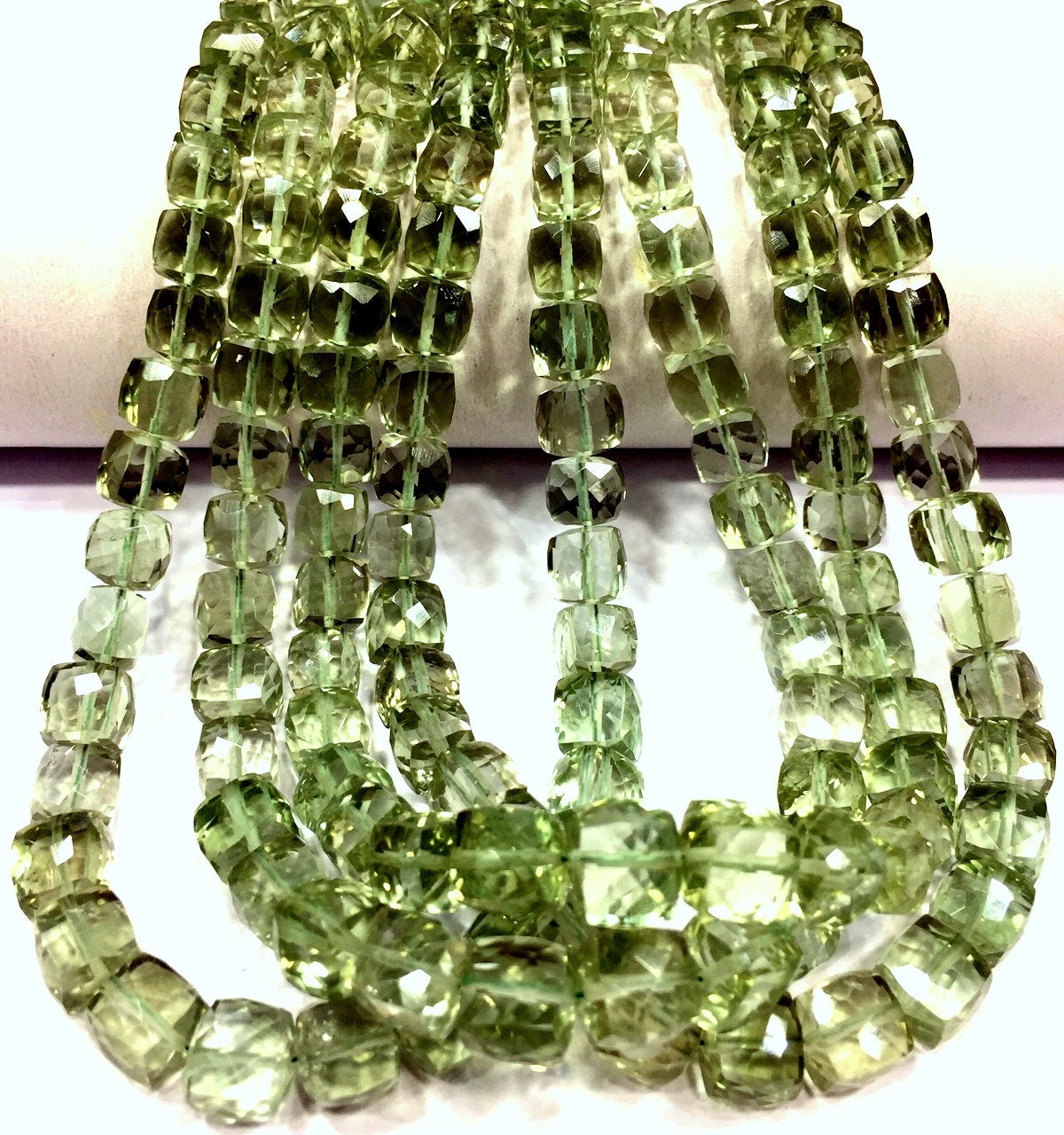 Natural Green Amethyst Faceted Cube Shape Beads Green Amethyst Gemstone Beads Lovely Amethyst Box Shape Jewelry Making Beads.