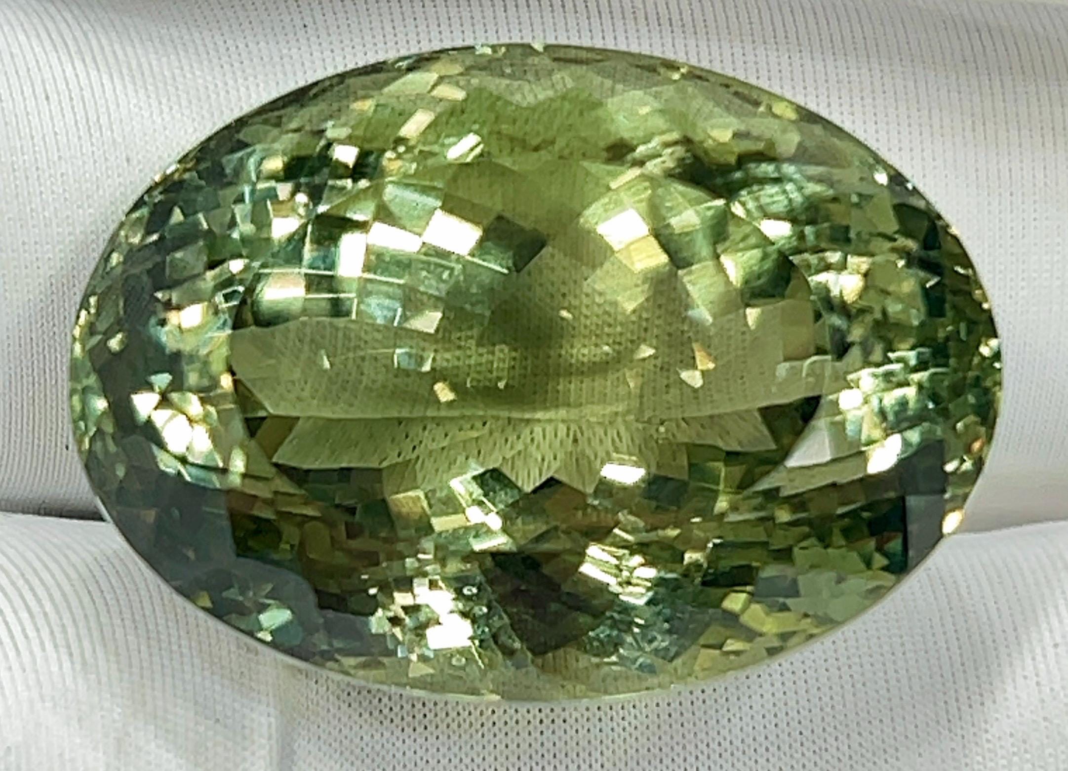 Natural Green Amethyst Loose Gemstone – 91ct Faceted Oval Cut | 22x32x19mm | Prasiolite Stone Natural Green Amethyst Loose Gemstone – 91ct Faceted Oval Cut | 22x32x19mm | Prasiolite Stone