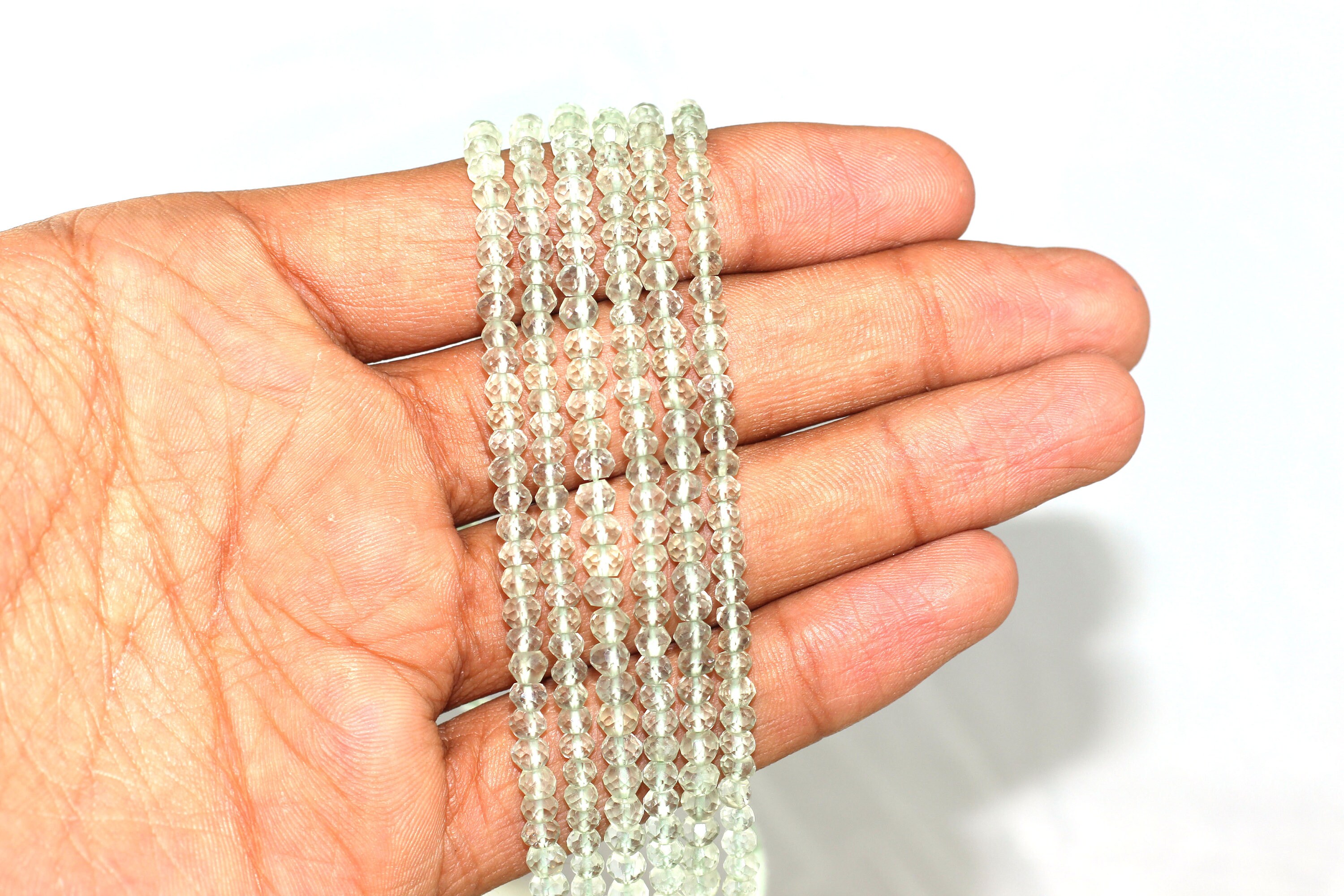 Natural Green Amethyst Rondelle Beads: Faceted Gemstone Strand (3-4mm, 13 Inch)