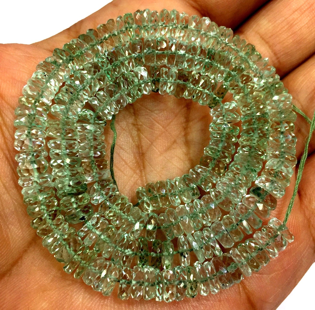 Natural Green Amethyst Faceted Tyre Beads Green Amethyst Wheel Shape Green Amethyst Gemstone Beads Latest Arrival.