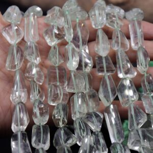 Green Amethyst Faceted Nugget Shape Beads - 9x13 - 10x14 Mm - Aaa Quality Natural Green Amethyst Tumble Briolettes Beads - Amethyst Beads