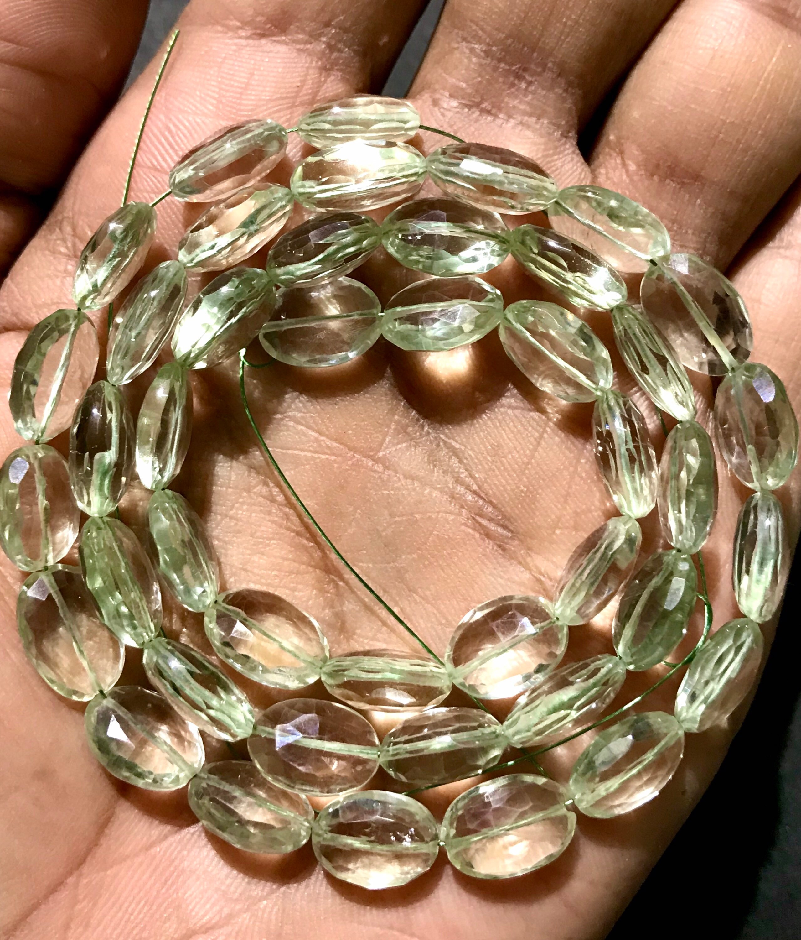 Green Amethyst Premium Quality Faceted Oval Shape Beads/8*11mm W*h Ovals/18” Faceted Amethyst Oval Shape Strand/amazing Cut Green Amethyst