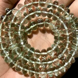 Rare Green Amethyst Premium Quality Faceted Rondelle Shape Beads / 8-9*5-6mm W*h / 18” Faceted Green Amethyst Strand / amazing Cut Green Amethyst