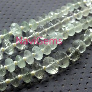 Green Amethyst Faceted Rondelle Beads: 8-12mm Strand, Jewelry Making