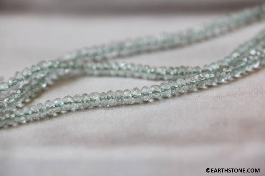 S/ Green Amethyst 4mm Faceted Rondelle Beads 14.5" Strand Enhanced Quartz Gemstone Beads For Jewelry Making