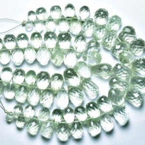 Superb Prasiolite TearDrops Bead - 5.5 inches - Beautiful Natural Faceted Green Amethyst Tear drop Size is 5x8- 6x13mm #2226
