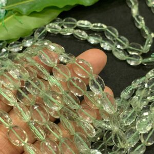 Top Quality Natural Green Amethyst Oval Faceted Gemstone Beads Strand, Gorgeous Green Amethyst Jewelry Making Beads 7/8 mm Approx, 10 Inches