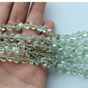 7mm Green Amethyst Trillion Beads, Green Amethyst Beads For Necklace, Green Amethyst Faceted Trillion (4IN To 8IN Options) - AGA230
