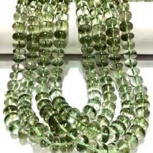 Aaa+ Quality Green Amethyst 9mm Beads Natural Green Amethyst Smooth Beads 9mm Green Amethyst Rondelle Beads Amethyst Beaded 18 Inch Necklace