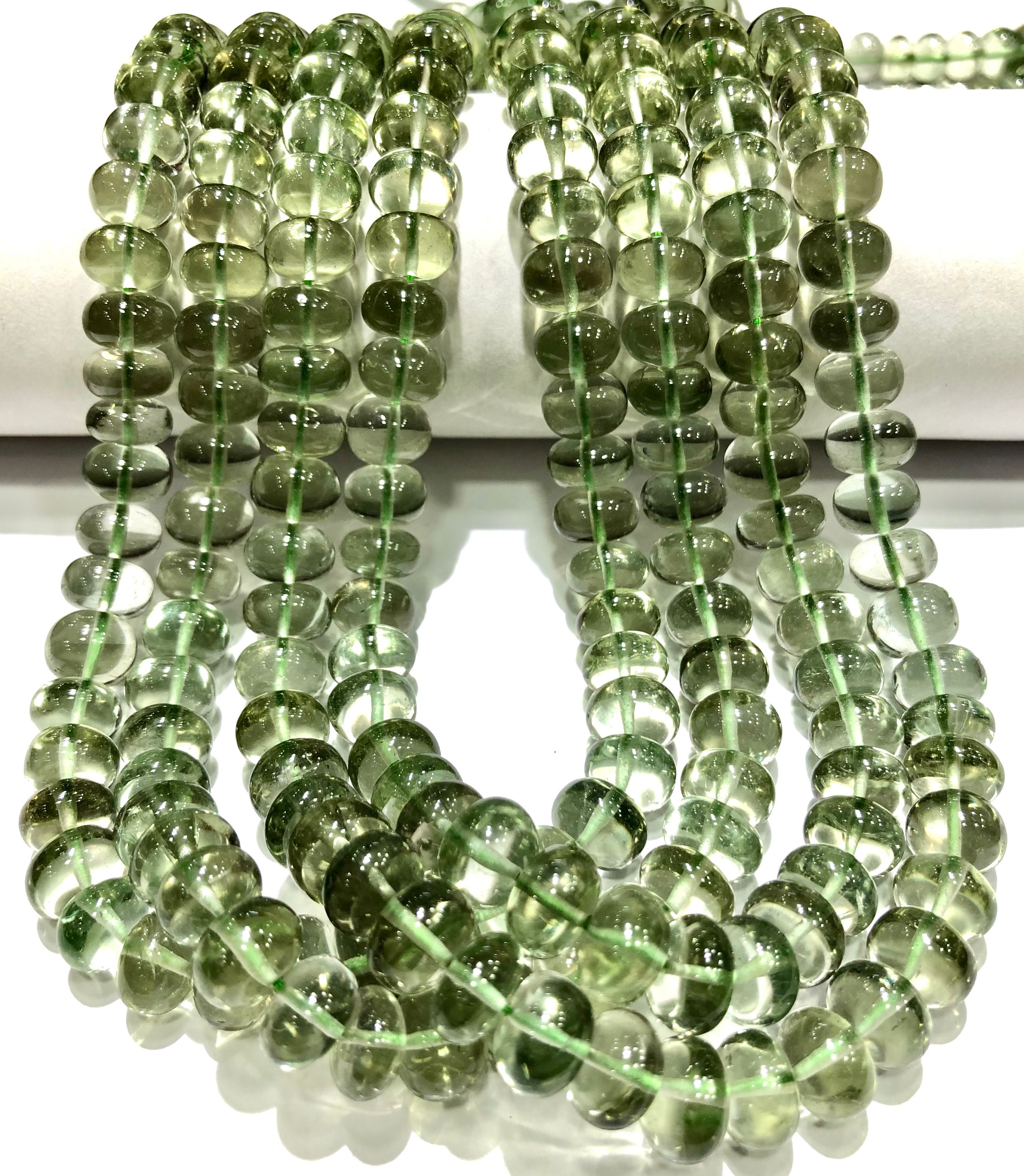 Aaa+ Quality Green Amethyst 9mm Beads Natural Green Amethyst Smooth Beads 9mm Green Amethyst Rondelle Beads Amethyst Beaded 18 Inch Necklace