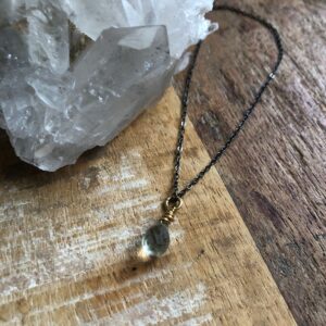 Green Amethyst And Brass Layering Necklace