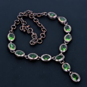 Electroformed Copper Green Amethyst Necklace - Handmade Gemstone Jewelry