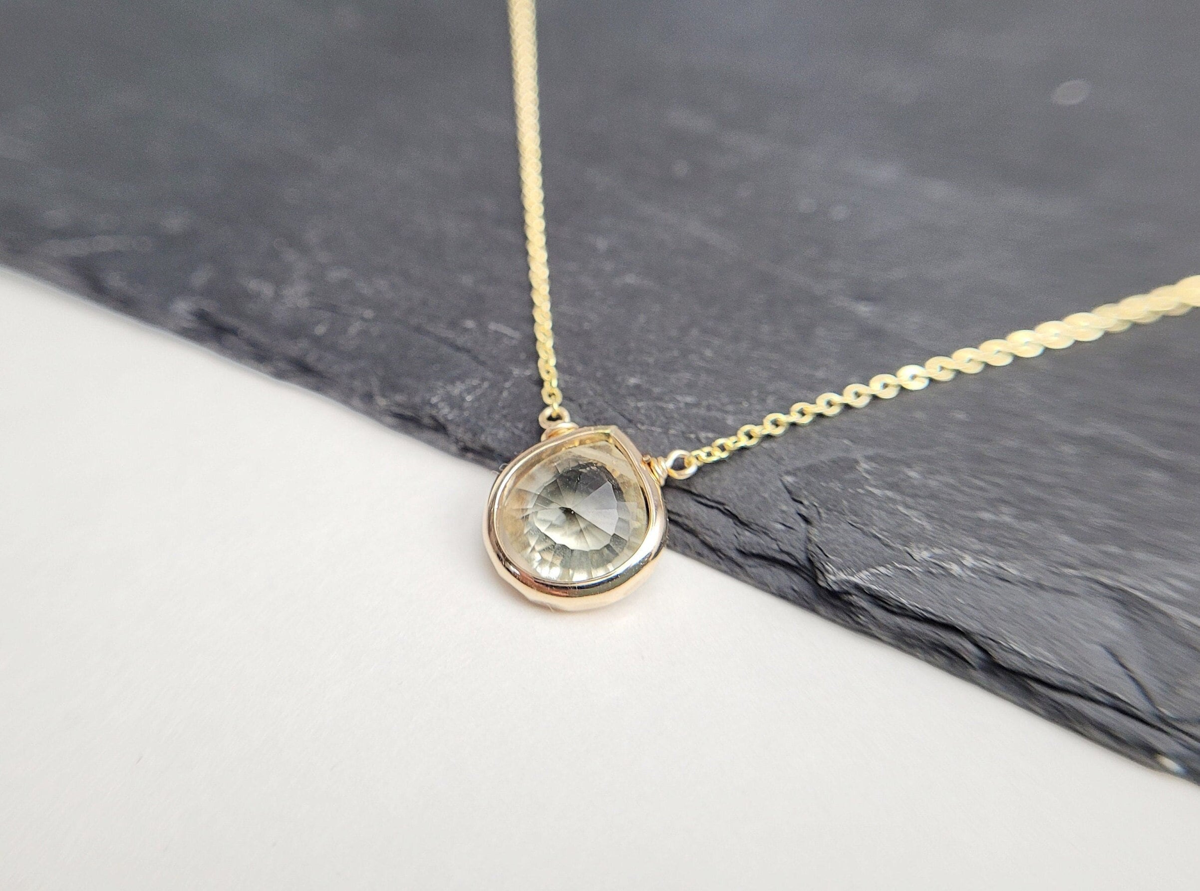 Green Amethyst Necklace, February Birthstone /handmade Jewelry/ Gemstone Necklace,simple Gold Necklace, Necklaces For Women, Gemstone Choker