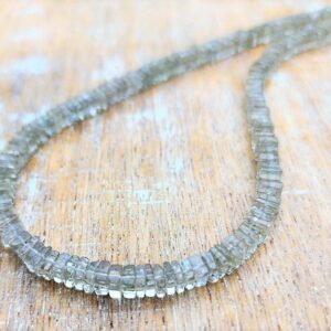 Green Amethyst Gemstone Choker Necklace Sterling Silver, Square Shape Heishi Gemstone Necklace, Spring Summer Necklace, Prasiolite Necklace