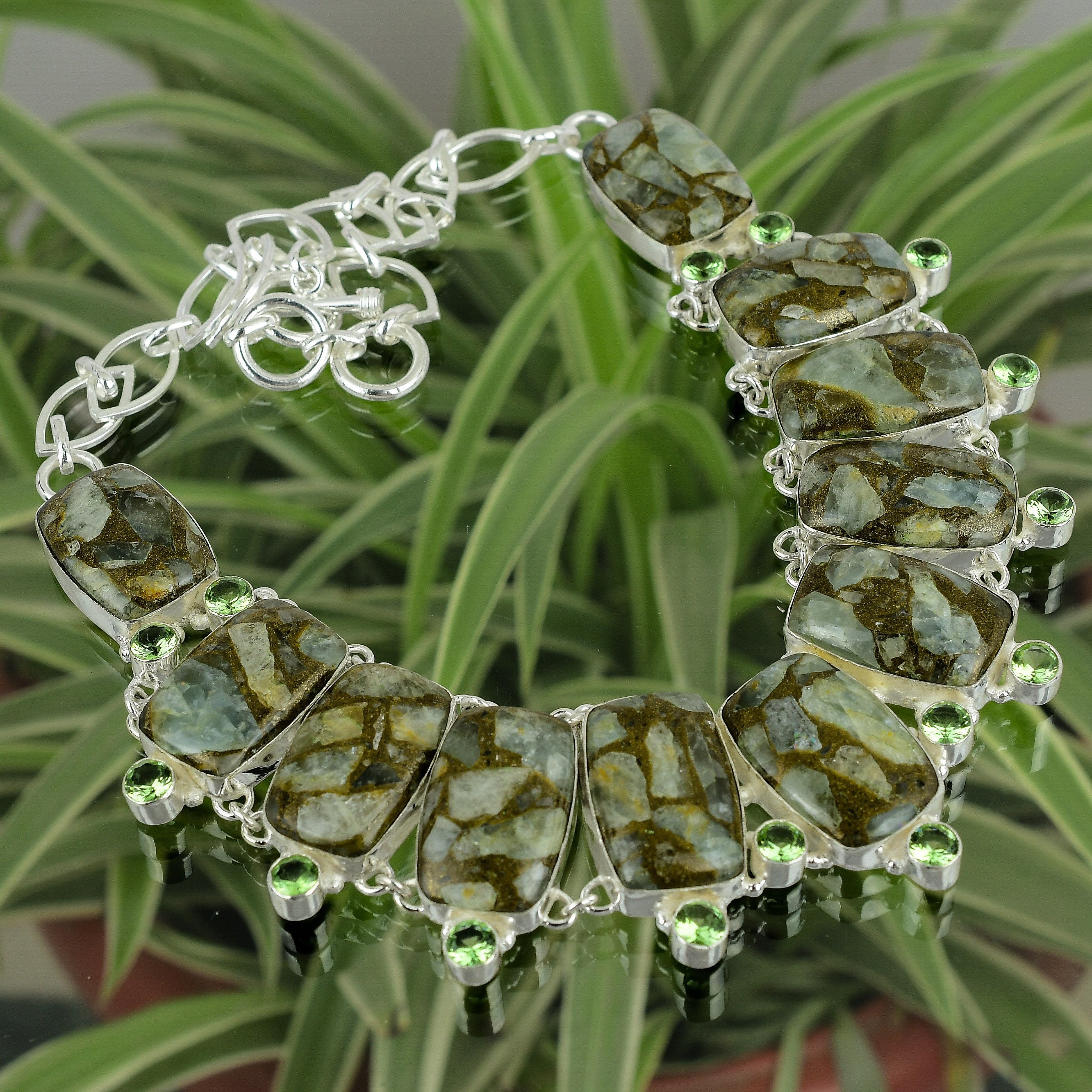 Handmade Sterling Silver Aquamarine & Green Amethyst Necklace