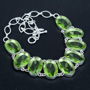 Handmade Green Amethyst Necklace: Sterling Silver Boho Jewelry