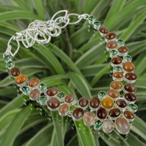 Handmade Strawberry Quartz & Green Amethyst 925 Sterling Silver Necklace