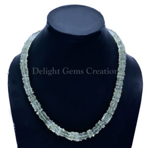 Green Amethyst Heishi Beads Necklace, Boho Style
