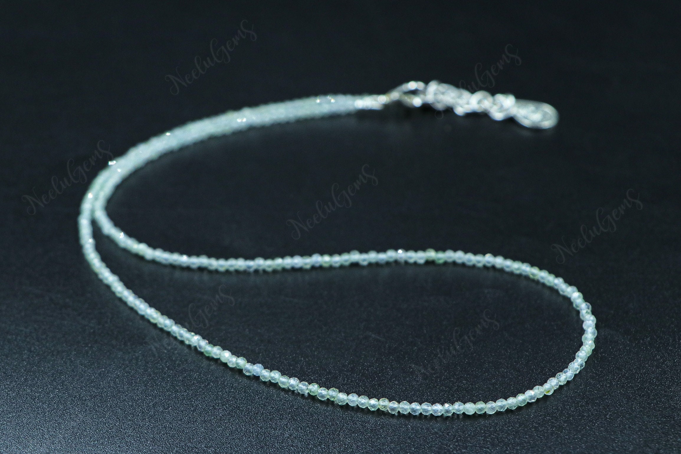 Natural Green Amethyst Necklace, Faceted Prasiolite Gemstone Jewelry, Handmade Mint Green Stone Choker, Elegant Luxury Gift For Loved Ones