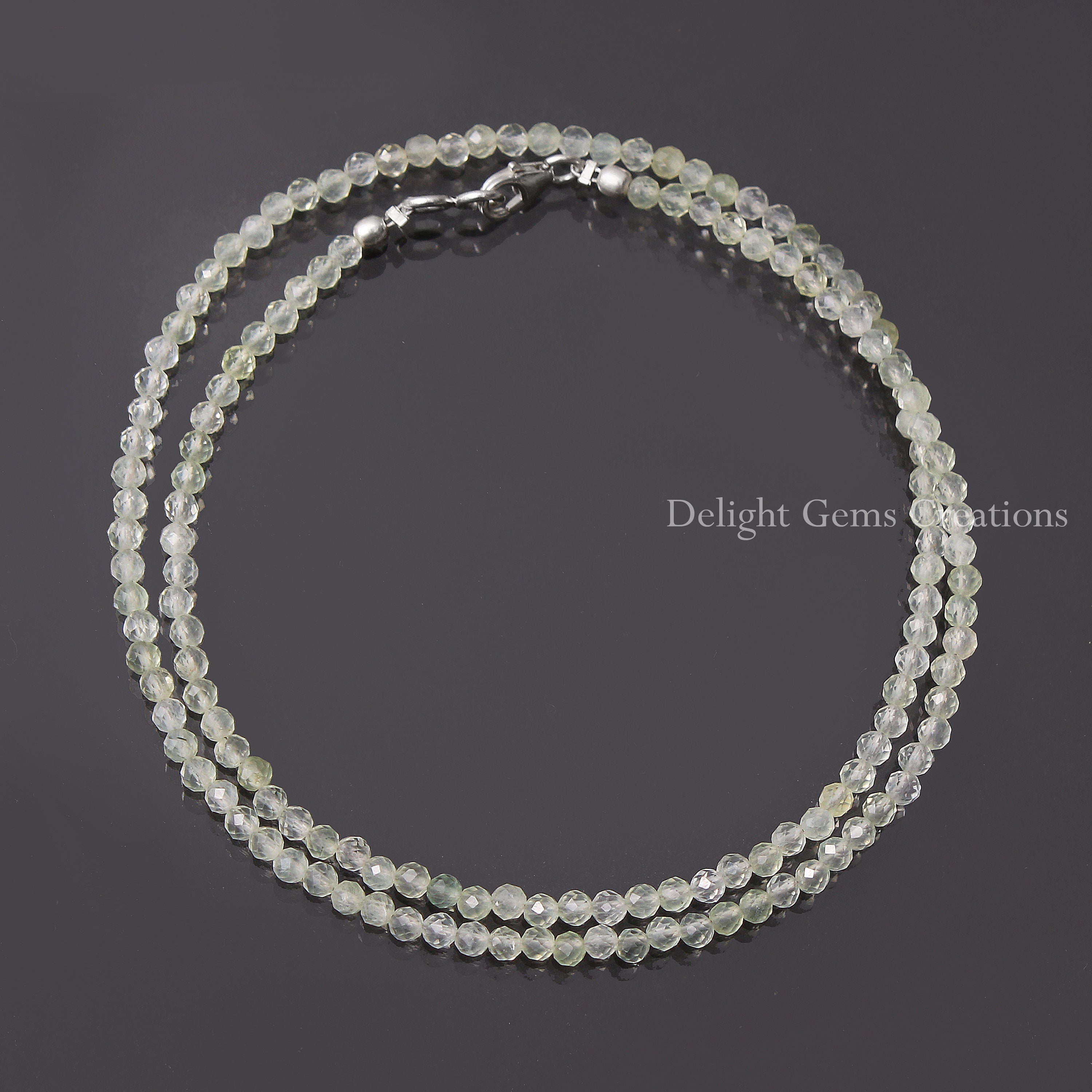 Natural Prasiolite Amethyst Beaded Necklace,3mm Green Amethyst Faceted Round Gemstone Beads Necklace,minimalist Amethyst Tiny Beads Necklace
