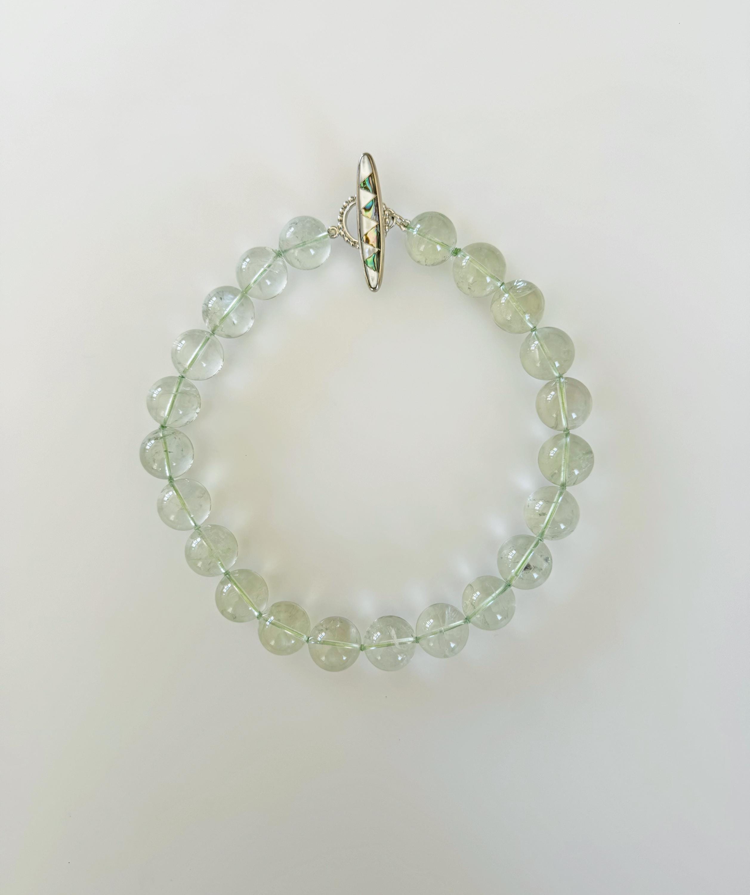 Prasiolite Necklace - 18mm Green Rare Hand Knotted- One Of A Kind Luxury