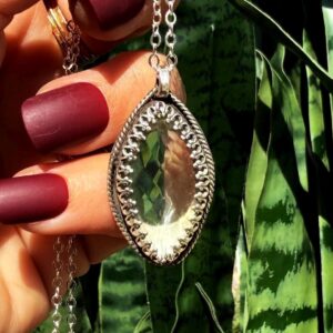 Prasiolite necklace aka Green Amethyst in sterling silver -  for alleviating stress, fear & anxiety + finding peace