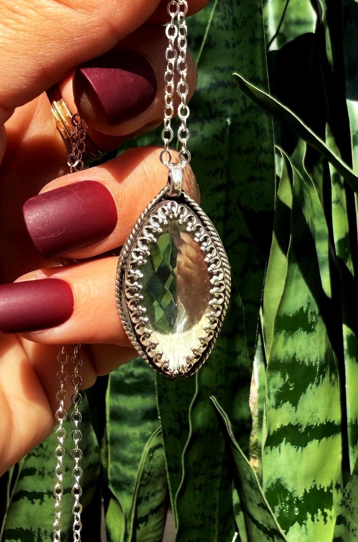 Prasiolite Necklace Aka Green Amethyst In Sterling Silver -  For Alleviating Stress, Fear & Anxiety + Finding Peace