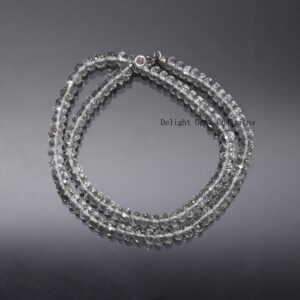 Prasiolite Green Amethyst Beaded Necklace - 6-6.5mm Faceted Rondelle Jewelry, Natural Green Amethyst Necklace, Gift for Her