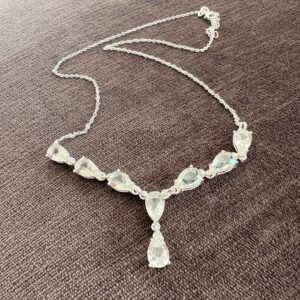 Sterling Silver Green Amethyst Drop Necklace, 17-20 Inch