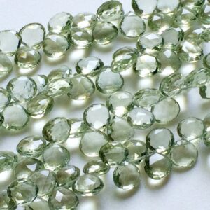 10.5-11mm Green Amethyst Faceted Heart, Natural Green Amethyst Heart Briolettes, Green Amethyst For Jewelry (4in To 8in Option) - Aga112 10.5-11mm Green Amethyst Faceted Heart, Natural Green Amethyst Heart Briolettes, Green Amethyst For Jewelry (4in To 8in Option) - Aga112