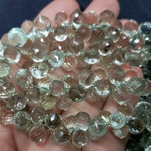 10 Pcs,Natural Green Amethyst Faceted Dew Onion Shape Briolettes,Size 9.5-10mm