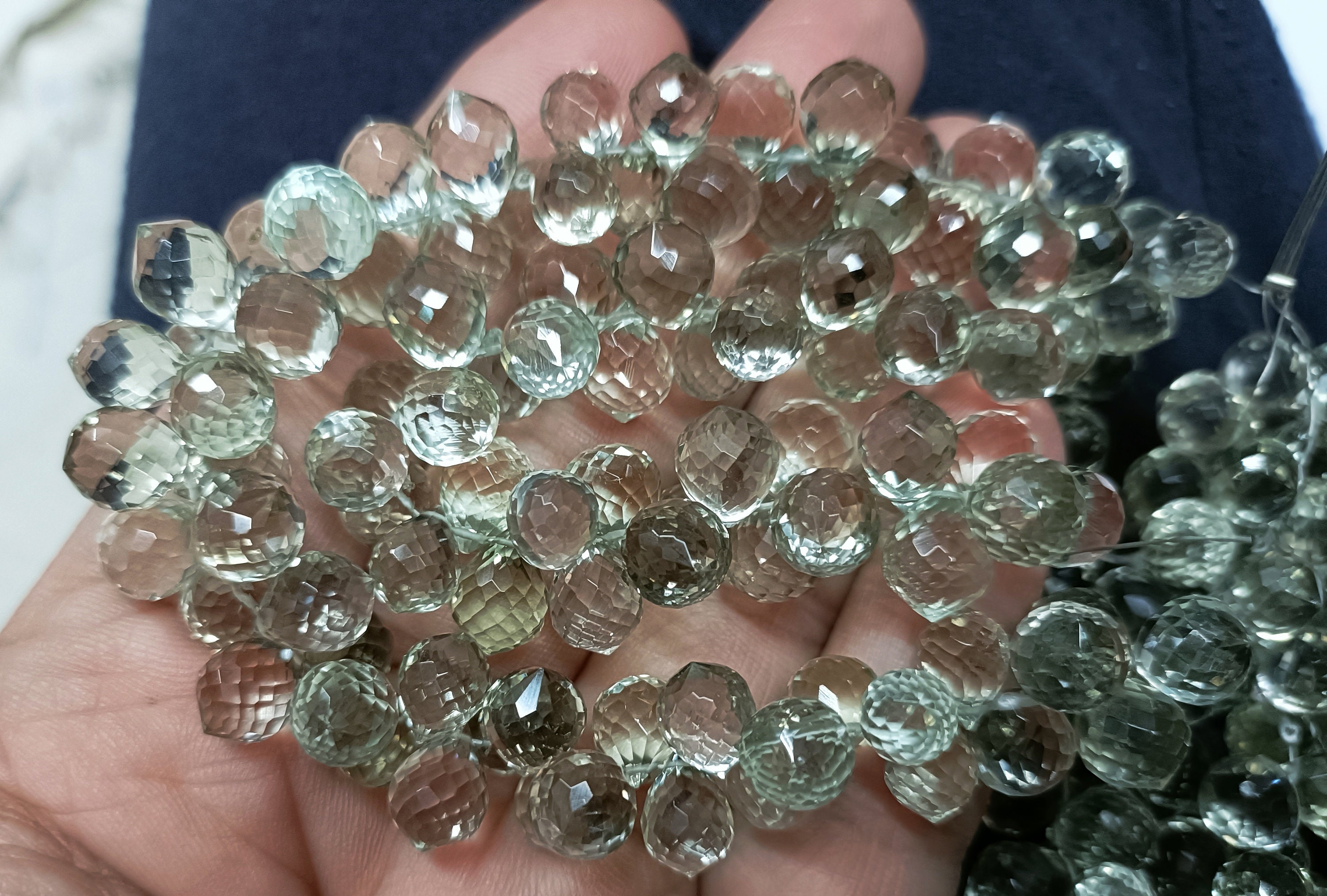10 Pcs,natural Green Amethyst Faceted Dew Onion Shape Briolettes,size 9.5-10mm