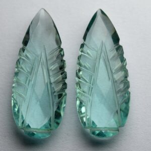 2 Matched Pairs,Green Amethyst Hydro Quartz Faceted Carving Pear Shape Briolettes,Size 12x30mm 2 Matched Pairs,Green Amethyst Hydro Quartz Faceted Carving Pear Shape Briolettes,Size 12x30mm