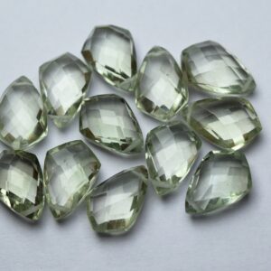 4 Matched Pairs,Finest Quality,Natural Green Amethyst Faceted Kite Shaped Briolettes,Size 8x12mm 4 Matched Pairs,Finest Quality,Natural Green Amethyst Faceted Kite Shaped Briolettes,Size 8x12mm
