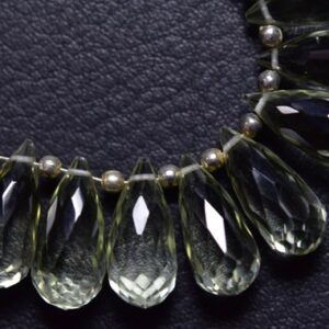 4 Pcs - Beautiful Natural Faceted Super Quality Green Amethyst Side Drilled Tear Drops Briolettes - Size Is 7x15 Mm #1882