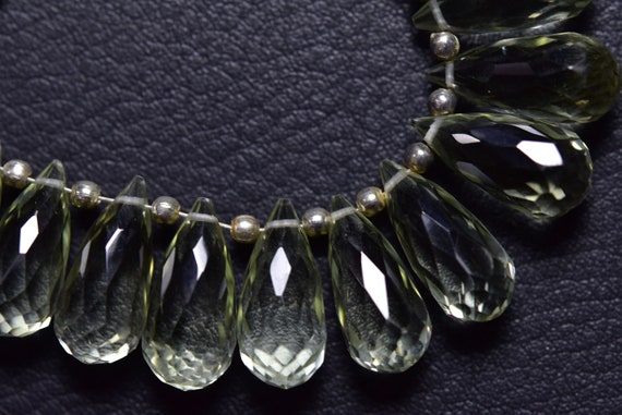 4 Pcs - Beautiful Natural Faceted Super Quality Green Amethyst Side Drilled Tear Drops Briolettes - Size Is 7x15 Mm #1882 4 Pcs - Beautiful Natural Faceted Super Quality Green Amethyst Side Drilled Tear Drops Briolettes - Size Is 7x15 Mm #1882