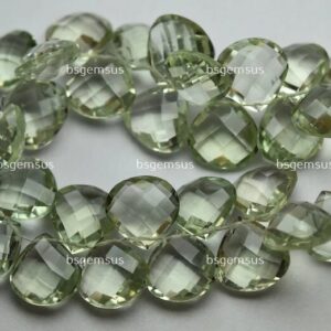 5 Matched Pair,Super Finest Quality,Natural Green Amethyst Faceted Heart Shape Briolettes,Size 10mm 5 Matched Pair,Super Finest Quality,Natural Green Amethyst Faceted Heart Shape Briolettes,Size 10mm