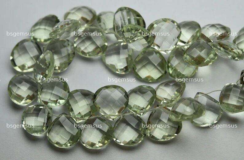 5 Matched Pair,super Finest Quality,natural Green Amethyst Faceted Heart Shape Briolettes,size 10mm 5 Matched Pair,super Finest Quality,natural Green Amethyst Faceted Heart Shape Briolettes,size 10mm