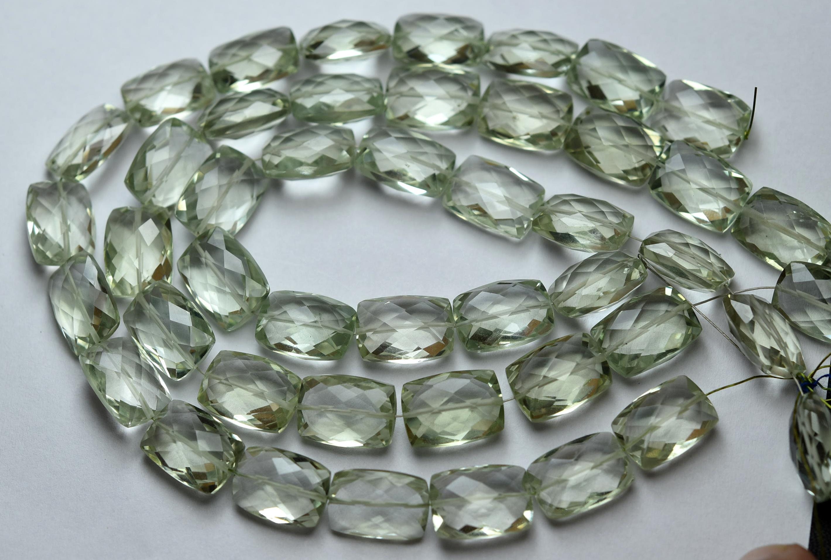 7 Inch Strand,natural Green Amethyst Faceted Baguettes Shape Briolettes,size 10-11mm