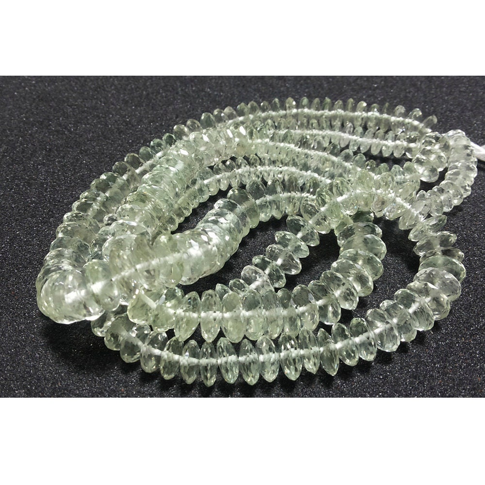 7mm To 9mm Green Amethyst Spacer Disc Beads, Faceted Amethyst Beads, Sold As 8 Inch Half Strand, 60 Pieces 7mm To 9mm Green Amethyst Spacer Disc Beads, Faceted Amethyst Beads, Sold As 8 Inch Half Strand, 60 Pieces
