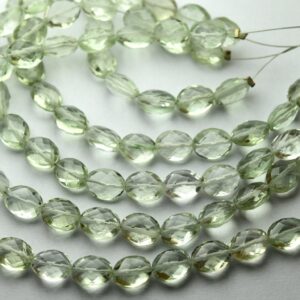 8 Inch Strand,Super Finest Quality,Natural Green Amethyst Faceted Oval Shape Briolettes,Size 7x9mm 8 Inch Strand,Super Finest Quality,Natural Green Amethyst Faceted Oval Shape Briolettes,Size 7x9mm