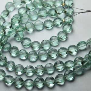 8 Inch Strand, Green Amethyst Hydro Quartz Faceted Coins Shape Briolettes,Size 8mm 8 Inch Strand, Green Amethyst Hydro Quartz Faceted Coins Shape Briolettes,Size 8mm