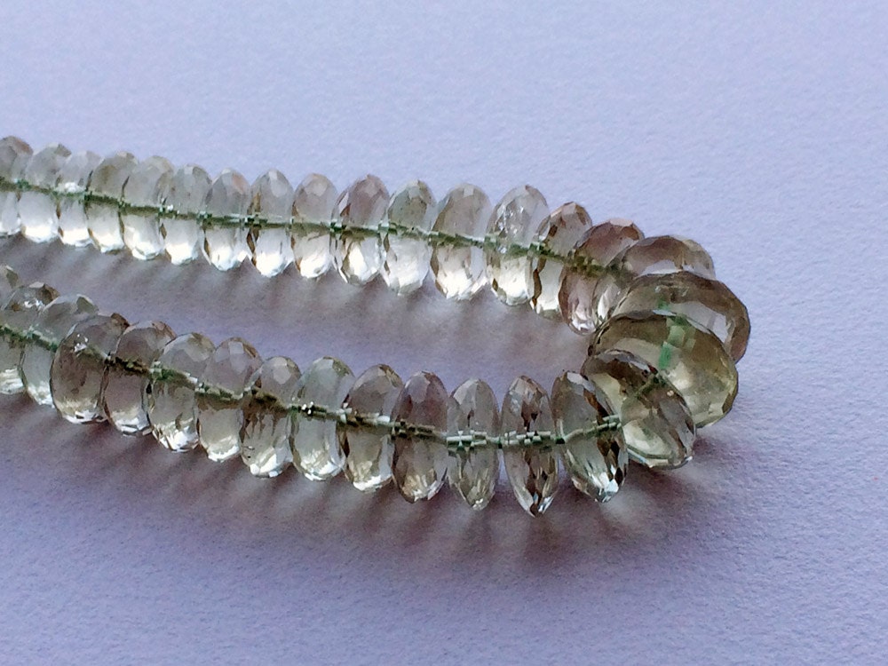 8-10mm Green Amethyst German Cut Beads, Green Amethyst Disc Beads, Faceted Green Amethyst Beads For Jewelry 5 Inches