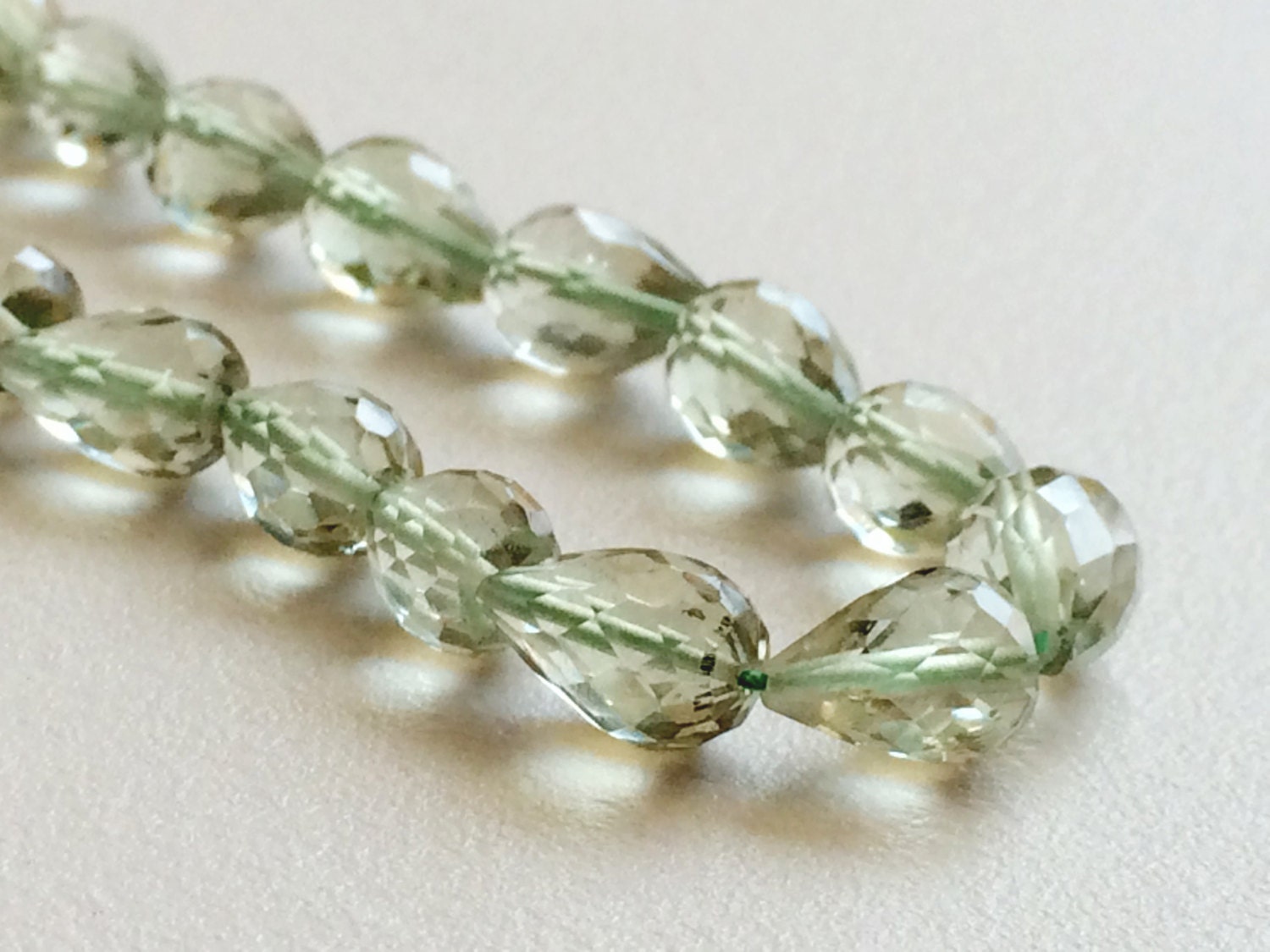8x6mm To 9x7mm Green Amethyst Micro Faceted Drop Briolettes, 7 Inch Full Strand Green Amethyst, Amethyst Gemstone For Jewelry 8x6mm To 9x7mm Green Amethyst Micro Faceted Drop Briolettes, 7 Inch Full Strand Green Amethyst, Amethyst Gemstone For Jewelry