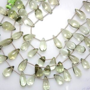 Aaa Green Amethyst Briolette Beads: 8 Inch Pear Shape Strand