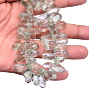AAA Green Amethyst Faceted Teardrop Briolette Beads | 9inch Strand- 560Carats 6x14mm to 9x18mm Beads | Natural Green Amethyst Gemstone Drops