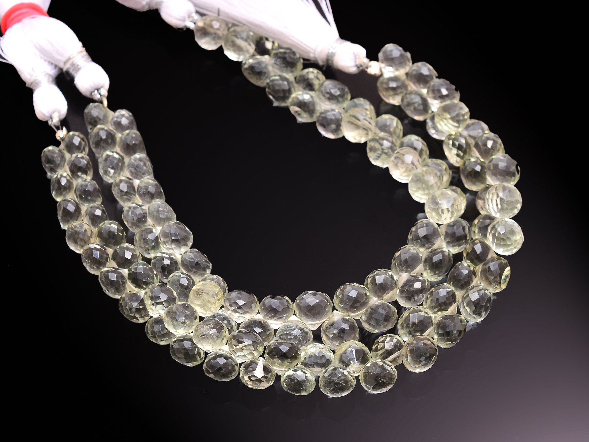 Aaa+ Green Amethyst 6mm-7mm Faceted Onion Briolette Beads | Natural Green Amethyst Semi Precious Gemstone Briolette Beads | 7inch Strand Aaa+ Green Amethyst 6mm-7mm Faceted Onion Briolette Beads | Natural Green Amethyst Semi Precious Gemstone Briolette Beads | 7inch Strand